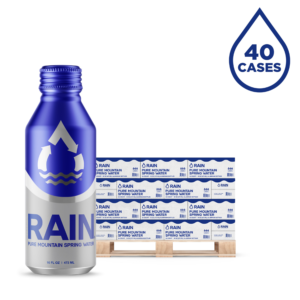 Rain Pure Mountain Spring Water – 16oz Bottles, 24-Pack | 40 Cases Half Pallet Wholesale
