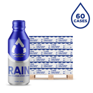 Rain Pure Mountain Spring Water – 16oz Bottles, 24-Pack | 60 Cases Almost Full Pallet